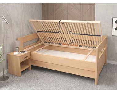 Zvýšená buková postel s roštem MIVA s čely, 90x200