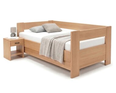 Zvýšená buková postel s roštem MIVA s čely, 90x200