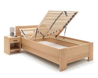 Zvýšená buková postel s roštem MIVA pravá, 90x200