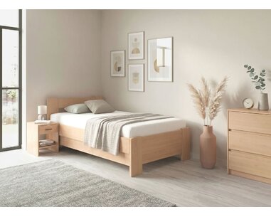 Zvýšená buková postel s roštem MIVA pravá, 90x200