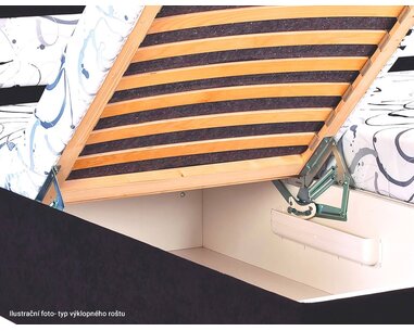 Zvýšená čalouněná postel s úložným prostorem Aleš