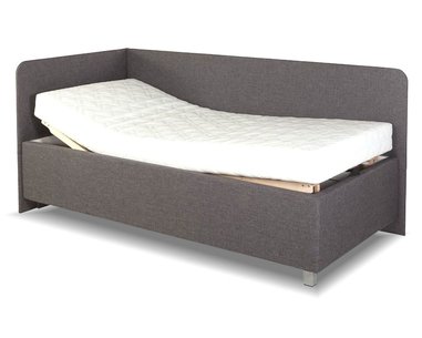 Rohová zvýšená čalouněná postel s úložným prostorem Aleš, 90x210cm Rohová zvýšená čalouněná postel s úložným prostorem Aleš, 90x210cm