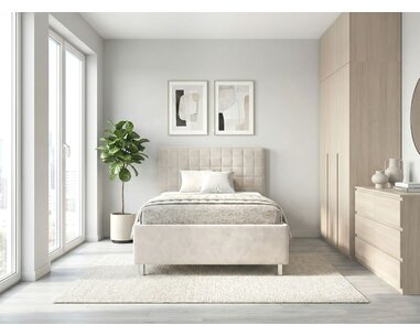 Čalouněná postel s úložným prostorem a roštem Belarona, 140x200