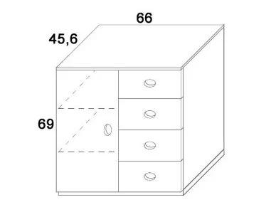 Komoda kombi D414/BC-Domino, masiv buk - pohled č. 1