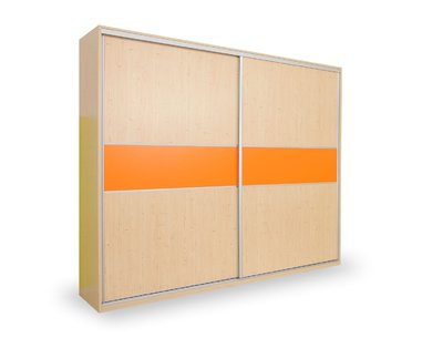 Skříň s posuvnými dveřmi D653/L, lamino - smrk, bílá