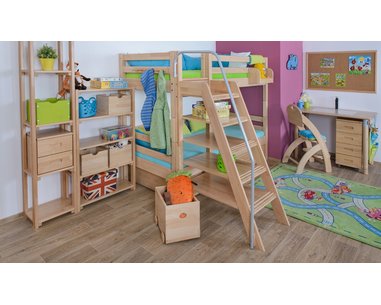 Žebřík policový nízký D108, masiv smrk