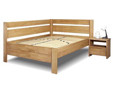 Zvýšená postel z masivu Academia, 140x200, masiv buk, Levá