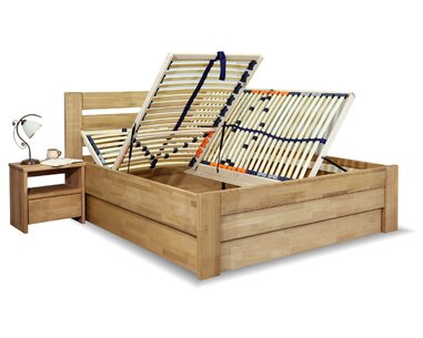 Postel dvoulůžko s úložným prostorem Orfeus, masiv buk