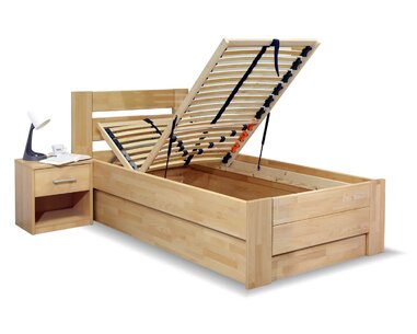 Postel s úložným prostorem Trinity, 80x200, 90x200, masiv buk
