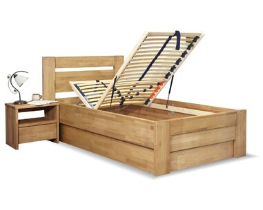 Postel s úložným prostorem Orfeus, 120x200, masiv buk