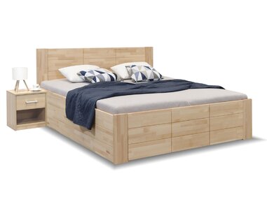 Postel z masivu buku s úložným prostorem Energy Box