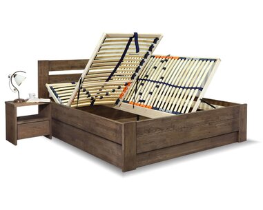 Postel s úložným prostorem Trinity, masiv dub