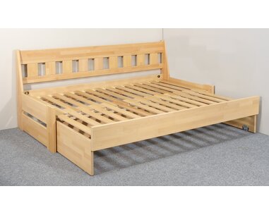 Rozkládací postel ARLETA TWIN - lavice, masiv buk, 90-160x200cm