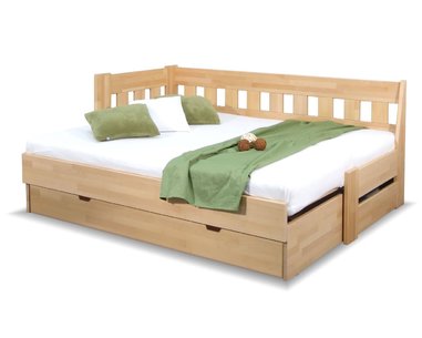 Dřevěná rozkládací postel ARLETA TWIN - LEVÁ, masiv buk, 90-160x200cm Dřevěná rozkládací postel ARLETA TWIN - LEVÁ, masiv buk, 90-160x200cm