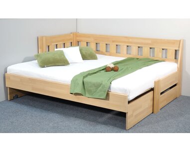 Rozkládací postel ARLETA TWIN - LEVÁ, masiv buk, 90-160x200cm Rozkládací postel ARLETA TWIN - LEVÁ, masiv buk, 90-160x200cm