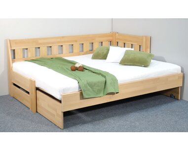 Rozkládací postel ARLETA TWIN - PRAVÁ, masiv buk, 90-160x200cm