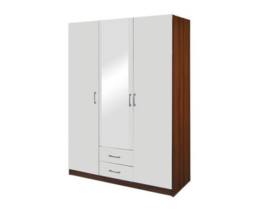 Šatní skříň třídveřová IA61530, ořech/bílá