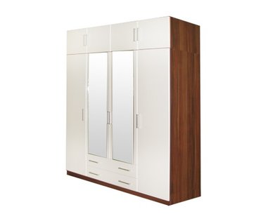 Šatní skříň čtyřdveřová IA61540, ořech/bílá