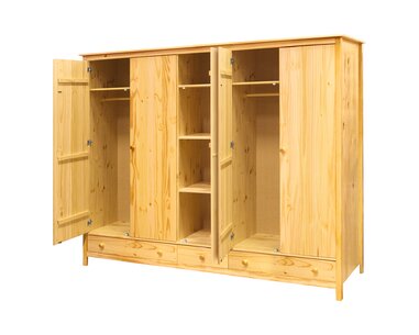 Skříň 5 dveřová IA8069 se zásuvkami, masiv borovice