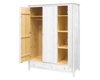 Skříň 3 dveřová IA8089B se zásuvkami, masiv borovice