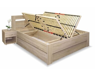 Manželská postel s úložným prostorem, boční výklop Pegas 160x220