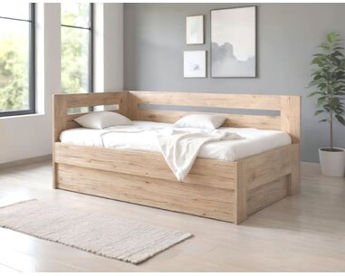 Rohová zvýšená postel s úložným prostorem Erika, 90x200cm - Levá