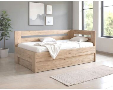 Rohová zvýšená postel s úložným prostorem Erika, 120x200cm - Pravá