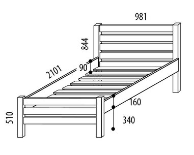 Zvýšené jednolůžko KARLA senior 90x200cm, masiv smrk