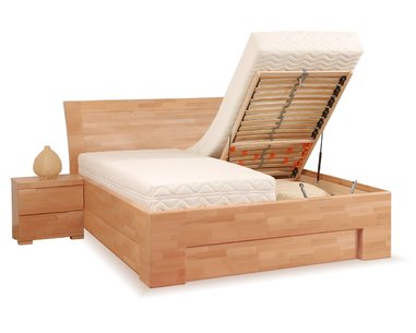 Manželská postel s úložným prostorem z masivu SOFIA F118/F139, masiv buk