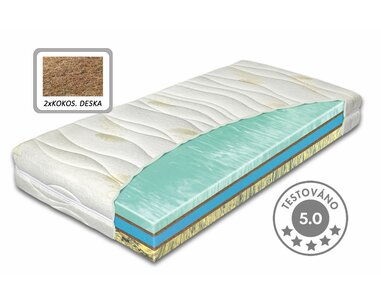Tvrdší zdravotní matrace BIOTHERM XXL,  2x kokos, 25cm, 140x200cm, 160kg, studená pěna    Tvrdší zdravotní matrace BIOTHERM XXL,  2x kokos, 25cm, 140x200cm, 160kg, studená pěna