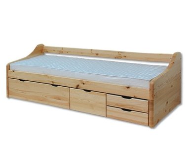 Postel s úložným prostorem - jednolůžko DREW-131 z masivu borovice