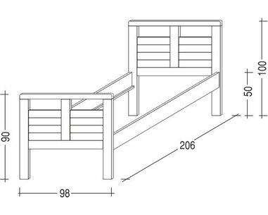 Postel z masivu Theo II. - Pečovatelská, 90x200,  masiv smrk