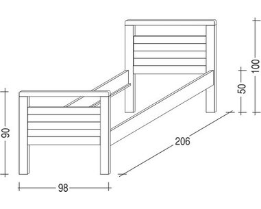 Postel z masivu Theo I. - Pečovatelská, bílá, 90x200,  masiv smrk