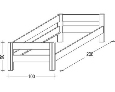Dětská postel se zábranou Sendy N300B, masiv buk-cink