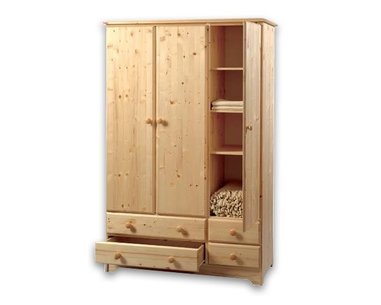 Třídveřová šatní skříň Dona III 127, masiv smrk Třídveřová šatní skříň Dona III 127, masiv smrk