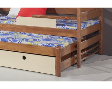 Poschoďová postel s přistýlkou a úložným prostorem pro 3 děti NATY3, masiv borovice