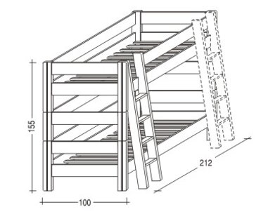 Dětská poschoďová postel Sendy 300B/01B, masiv buk cink jádrový