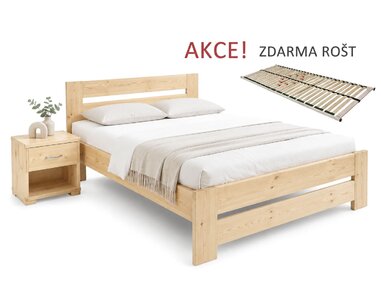 Jednolůžková postel s roštem Berni, 120x200, masiv smrk - pohled č. 1
