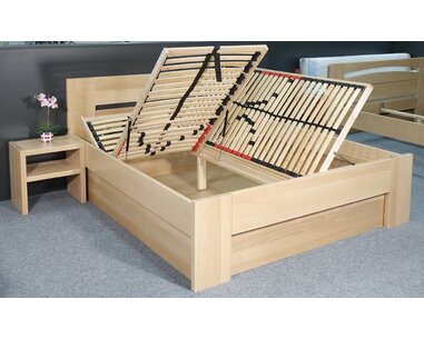 Zvýšená postel s úložným prostorem Matěj, 160x200, 180x200, masiv buk