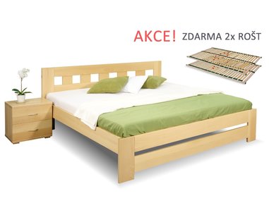 Manželská postel s rošty Barča, 160x200, 180x200, masiv buk Manželská postel s rošty Barča, 160x200, 180x200, masiv buk