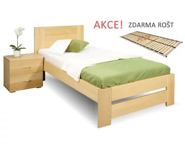 Dřevná postel s roštem Jirka, 80x200, 90x200, masiv buk - pohled č. 1