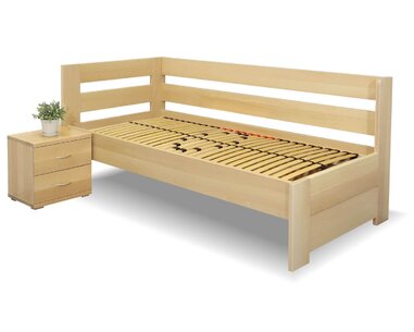 Zvýšená postel Valentin-Levá, 80x200, 90x200 cm, masiv buk