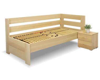 Zvýšená postel Valentin-Pravá, 80x200, 90x200 cm, masiv buk