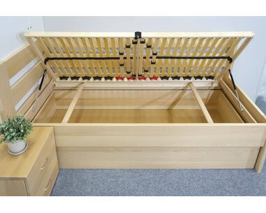 Postel s úložným prostorem Valentin-Levá, 80x200, 90x200 cm, masiv buk