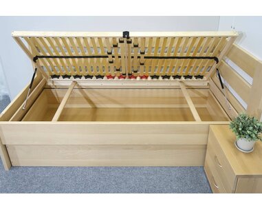 Postel s úložným prostorem Valentin-Pravá, 80x200, 90x200 cm, masiv buk