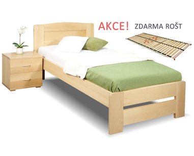 Postel s roštem Justina, 90x220cm, masiv buk Postel s roštem Justina, 90x220cm, masiv buk