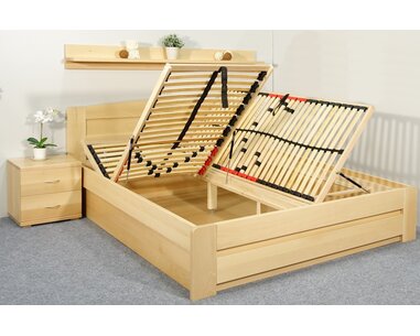 Postel z masivu s úložným prostorem Justina, 160x200, 180x200, masiv buk