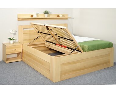 Vysoká postel s úložným prostorem Floria, 160x200, 180x200, masiv buk