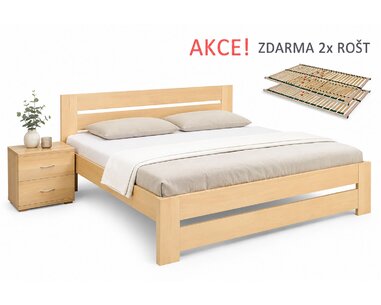 Manželská postel s rošty Berni, 160x200, 180x200, masiv buk - pohled č. 1