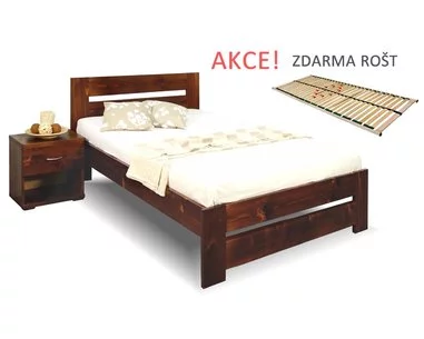 Jednolůžková postel s roštem Berni, 80x200, 90x200, masiv smrk - pohled č. 1